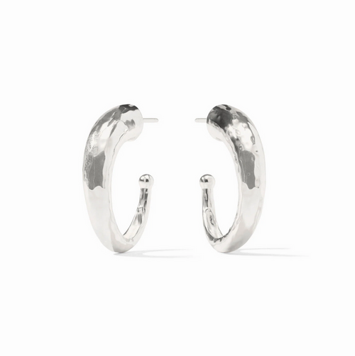 Julie Vos Hammered Hoop Medium in Silver Earrings in at Wrapsody