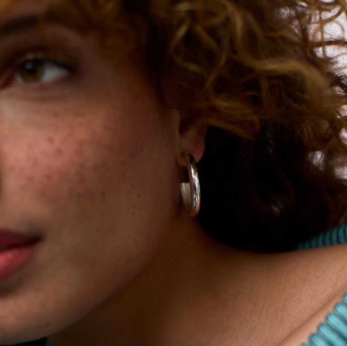 Julie Vos Havana Hoop Medium in Silver Earrings in at Wrapsody