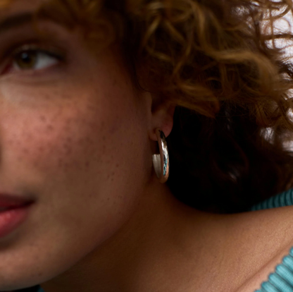 Julie Vos Havana Hoop Medium in Silver Earrings in at Wrapsody