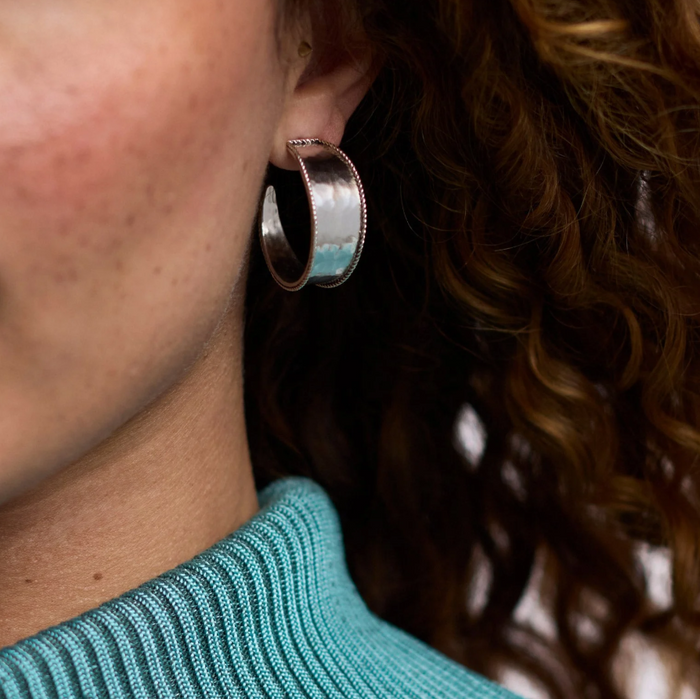 Julie Vos Savoy Hoop Medium in Silver Earrings in at Wrapsody