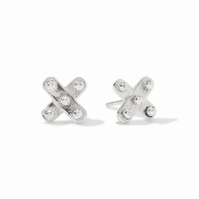 Julie Vos Soho Demi X Stud in Silver Earrings in at Wrapsody