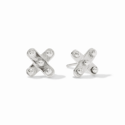 Julie Vos Soho Demi X Stud in Silver Earrings in at Wrapsody