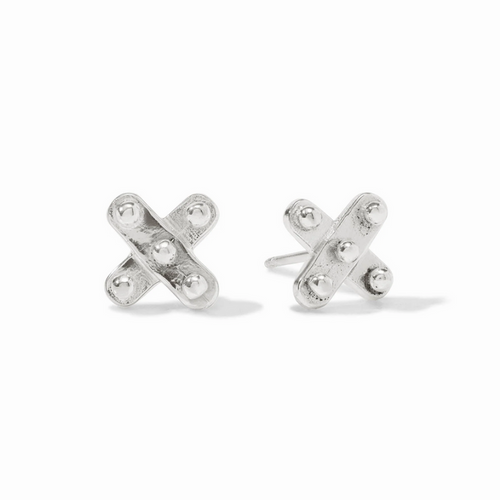Julie Vos Soho Demi X Stud in Silver Earrings in at Wrapsody