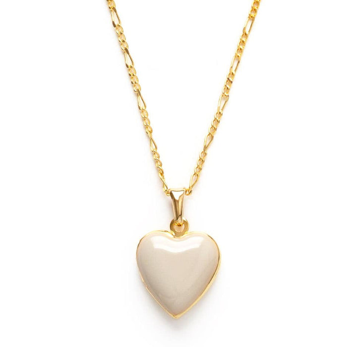 Large Enamel Heart Locket - Beige