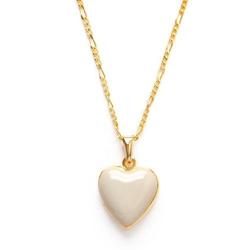 Large Enamel Heart Locket - Beige
