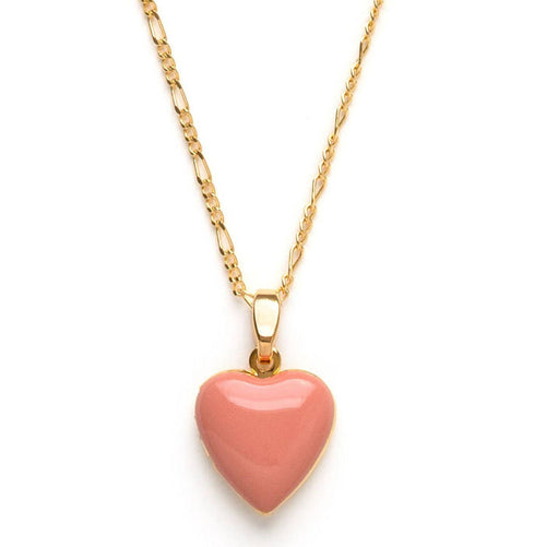 Large Enamel Heart Locket - Rose