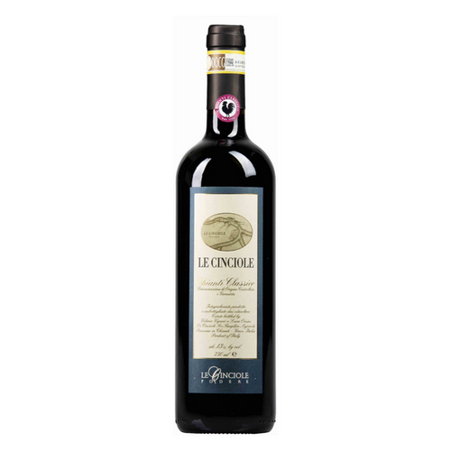 Le Cinciole Chianti Classico 2022 wine bottle with dark glass and cream label