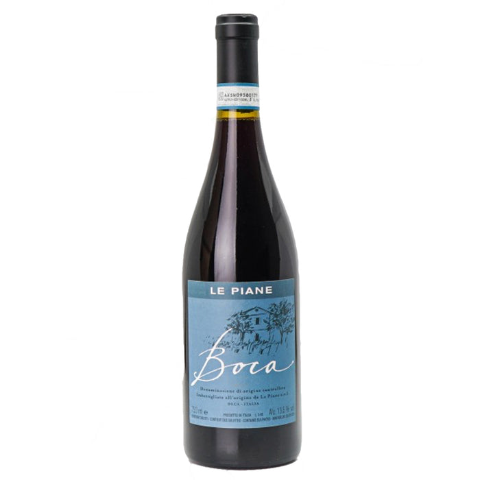 Le Piane Boca 2015 red wine bottle with blue label and black foil top