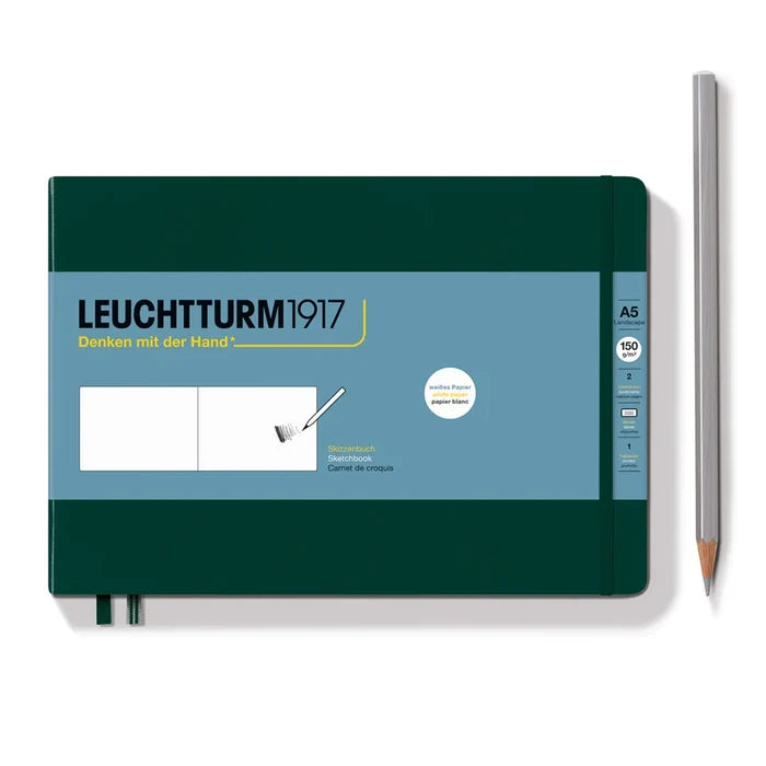 LEUCHTTURM1917 150gsm Hardcover Sketchbook - A5 Landscape, Forest Green
