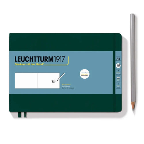 LEUCHTTURM1917 150gsm Hardcover Sketchbook - A5 Landscape, Forest Green