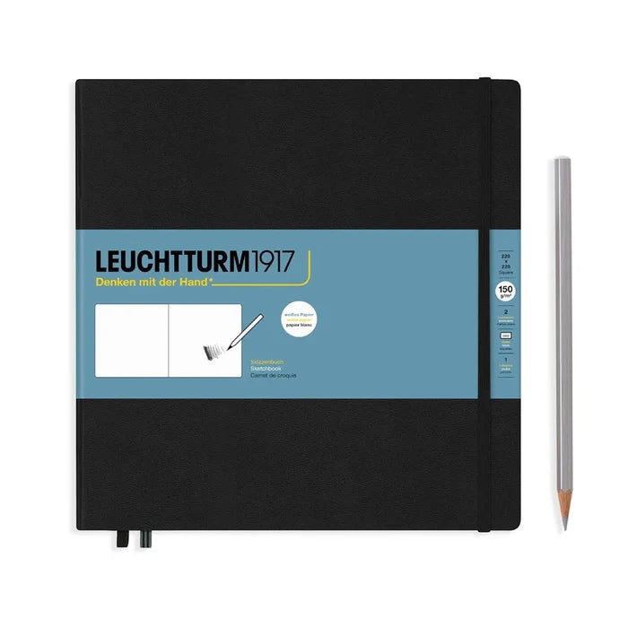 LEUCHTTURM1917 Hardcover Sketchbook - Square, 150gsm, Black