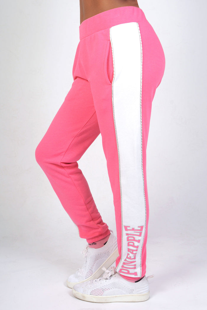 Girl wearing Pineapple Pink Logo Panel Joggers