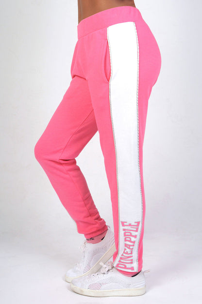 Girl wearing Pineapple Pink Logo Panel Joggers