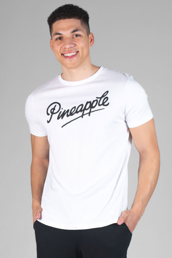 Man wearing Pineapple white Logo T-Shirt