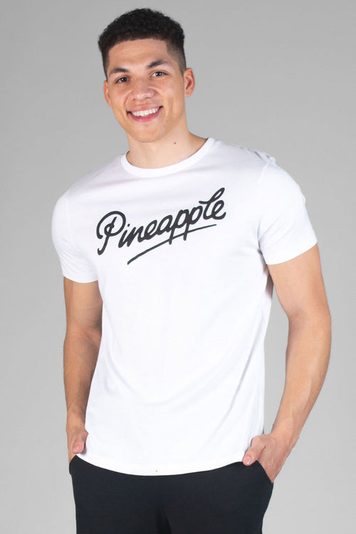 Man wearing Pineapple white Logo T-Shirt