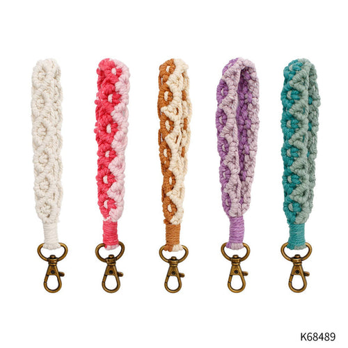 Macrame Two-Tone Braided Wristlet Keychain - Premium  from Adorro - Just $9.0! Shop now at Pat's Monograms