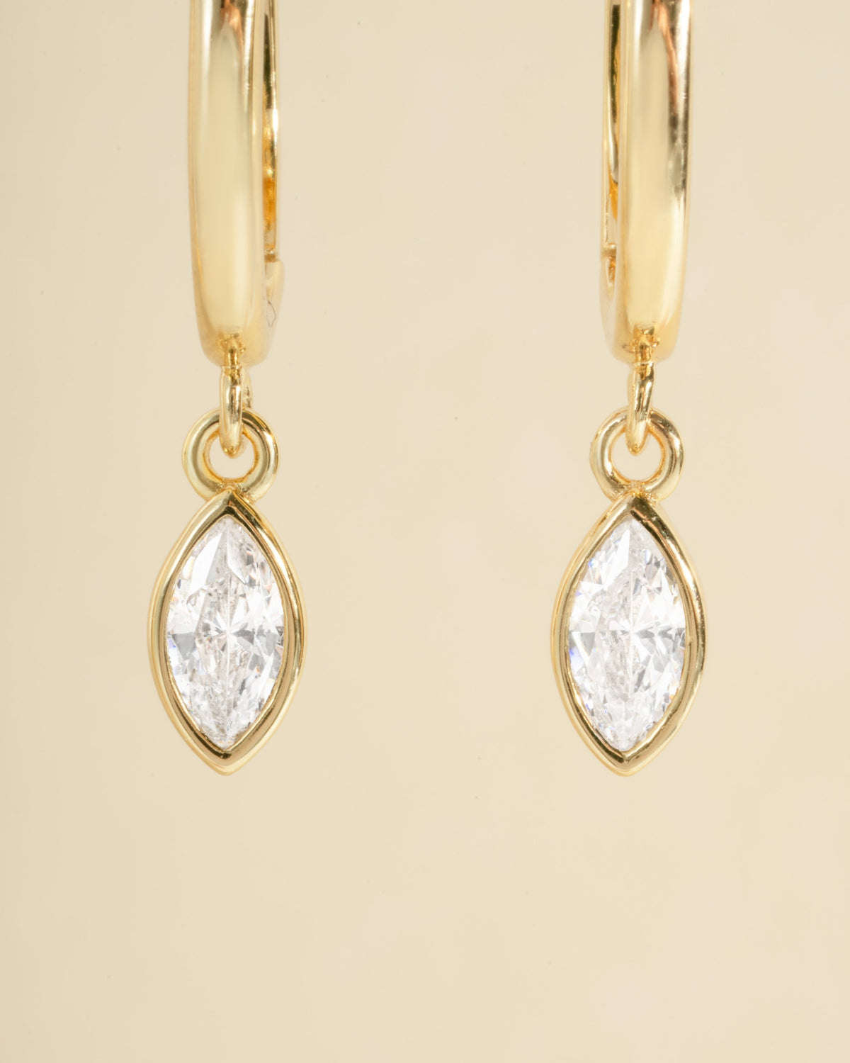 Marquise Bezel Drop Huggies