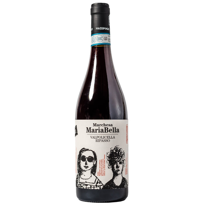 Massimago Mariabella 2021 Valpolicella Ripasso wine bottle with illustrated label