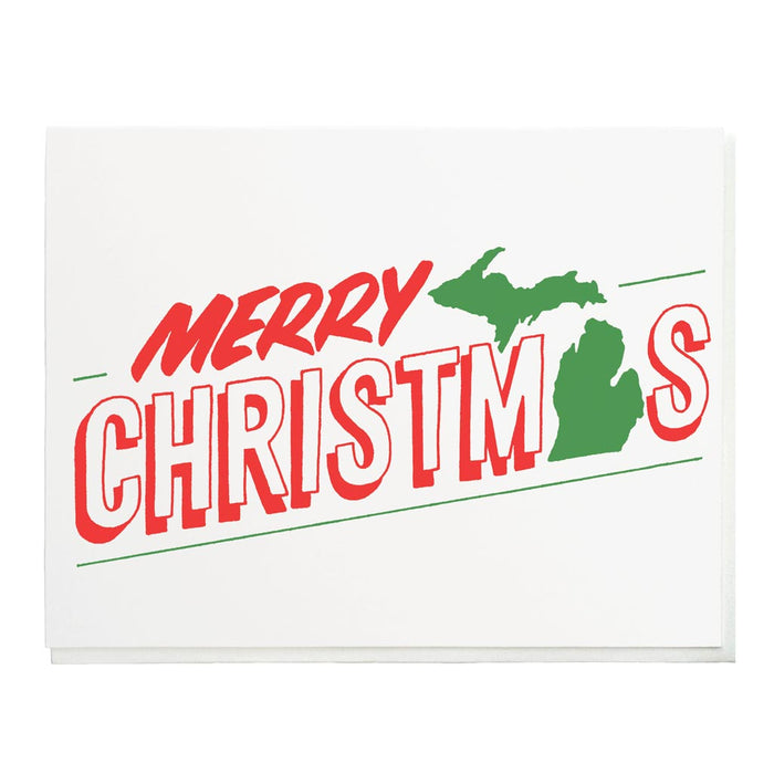 Michigan Merry Christmas Letterpress Card - City Bird