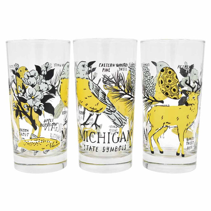 Michigan State Symbols 15oz Glass - City Bird