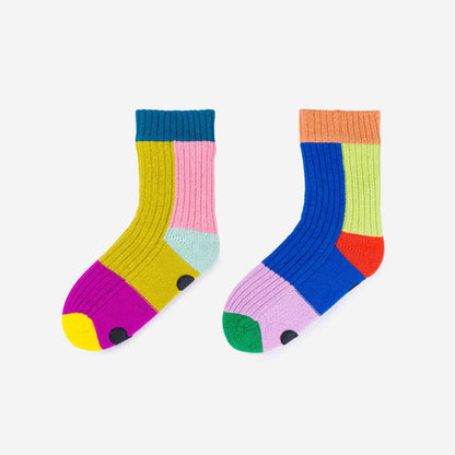 Mismatch House Socks - Rainbow, L/XL