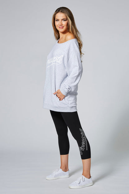 Woman wearing Pineapple Grey Monster Sweatshirt