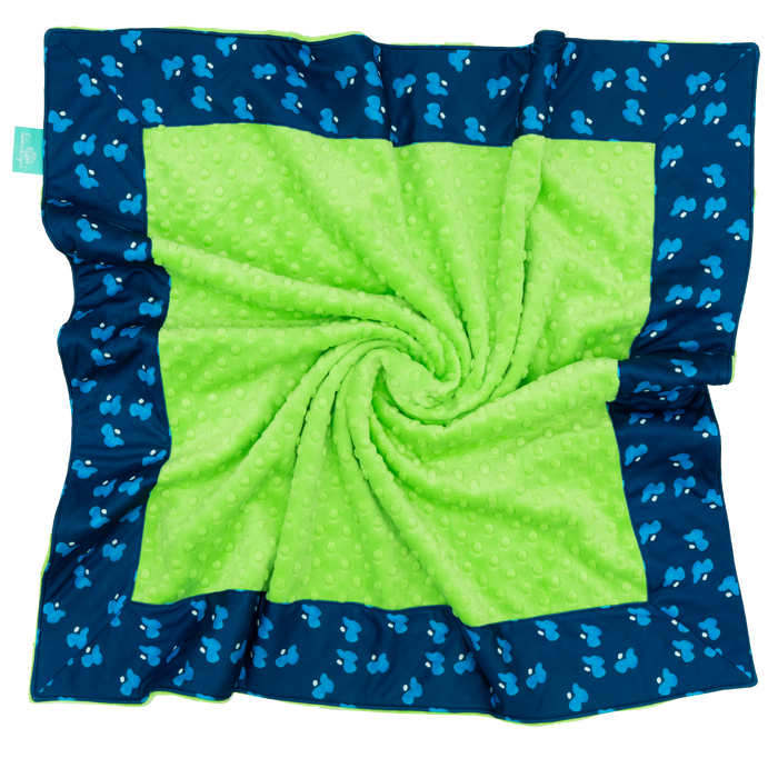 Navy Bimpy Bop with Lime Minky Baby Blankie