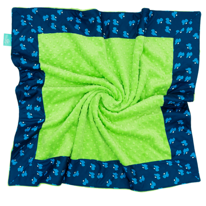 Navy Bimpy Bop with Lime Minky Baby Blankie