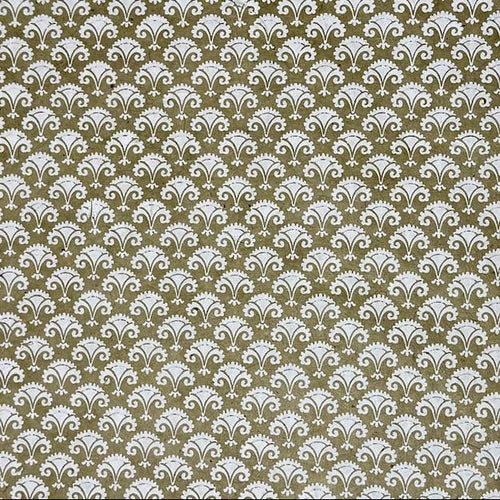 Nepali Paper Wrap Sheet - Olive Scallops