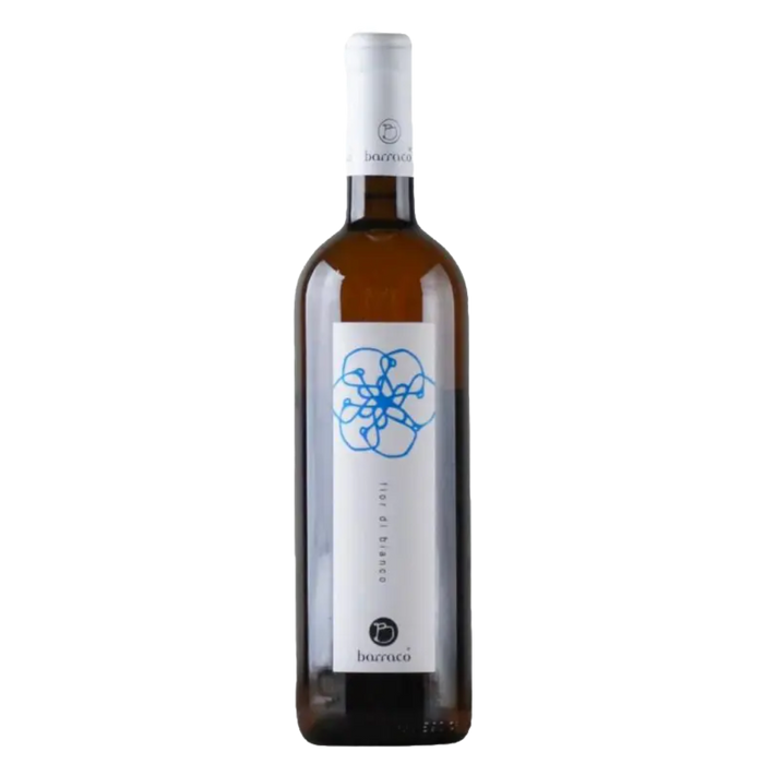 Nino Barraco Fior di Bianco 2024 wine bottle with blue emblem and amber liquid