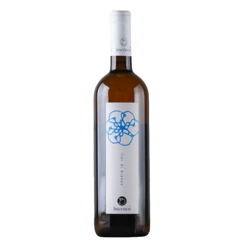 Nino Barraco Fior di Bianco 2024 wine bottle with blue emblem and amber liquid