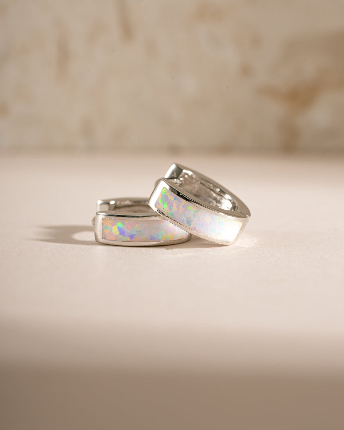Opal Enamel Huggie Earrings