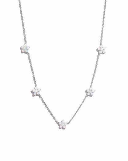Opal Flower Charm Necklace