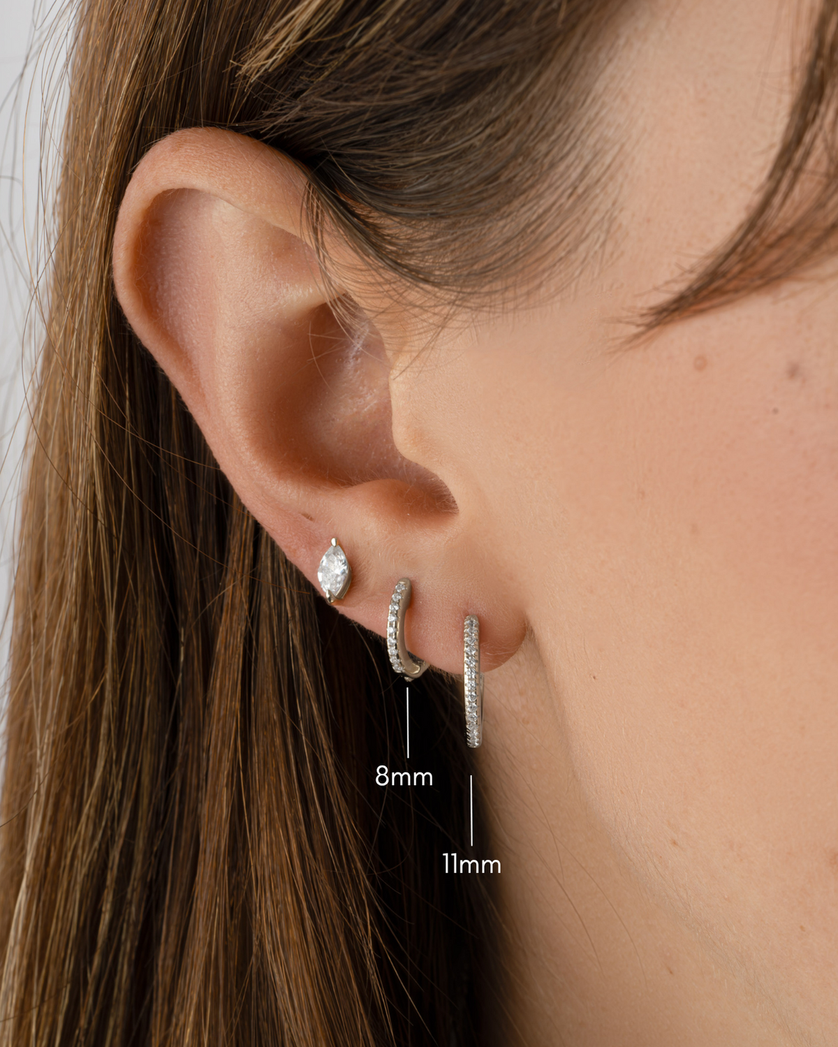 8mm Pavé Huggie Earrings (Two Sizes Available)