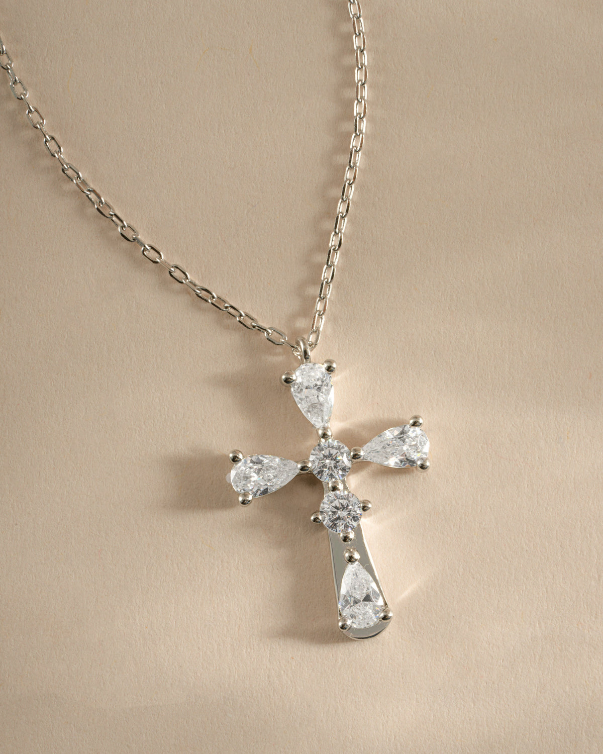Pear Cut Cross Necklace