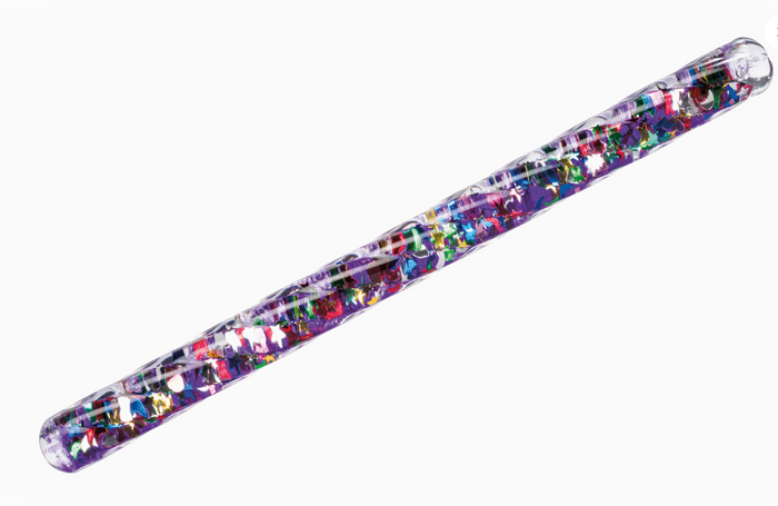 Colorful confetti-strewn object on a white background