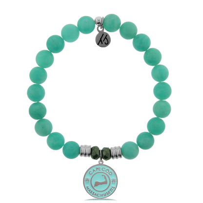 Peruvian Amazonite Stone Bracelet with Cape Cod Enamel Sterling Silver Charm