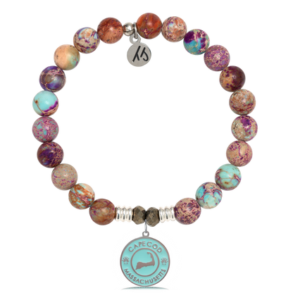 Purple Jasper Stone Bracelet with Cape Cod Enamel Sterling Silver Charm