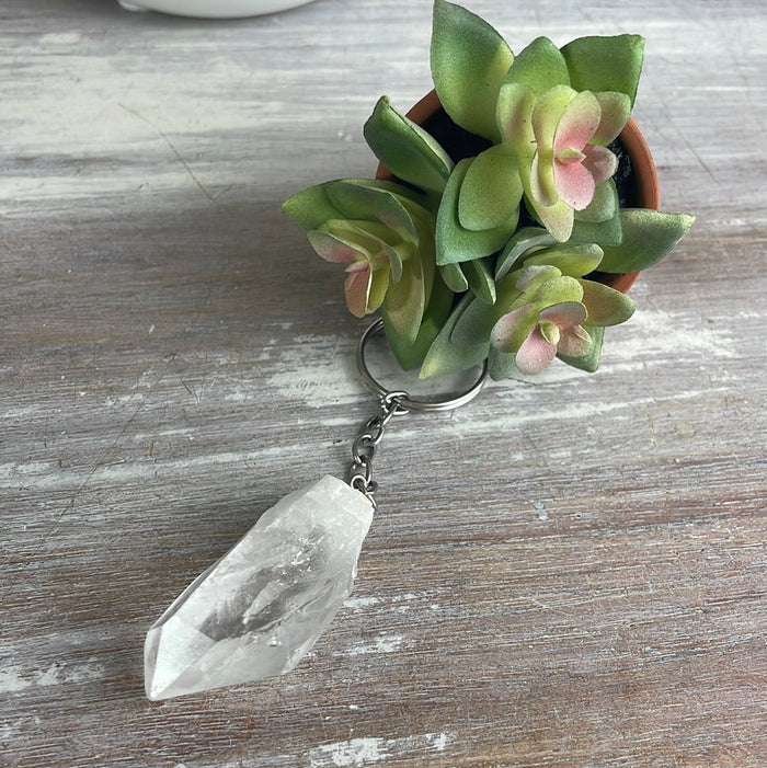 Quartz Point Keychain Clear and Smoky