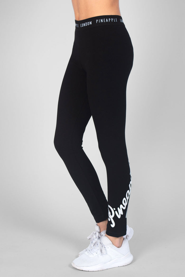 Girl wearing Pineapple black Retro Leggings