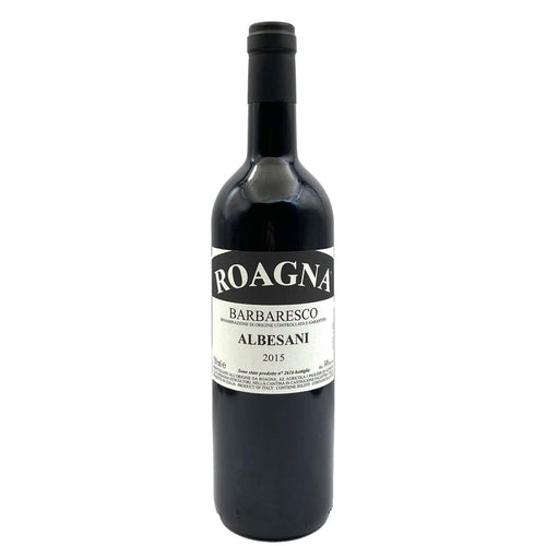 Roagna Barbaresco Albesani 2020 wine bottle with dark glass and front label