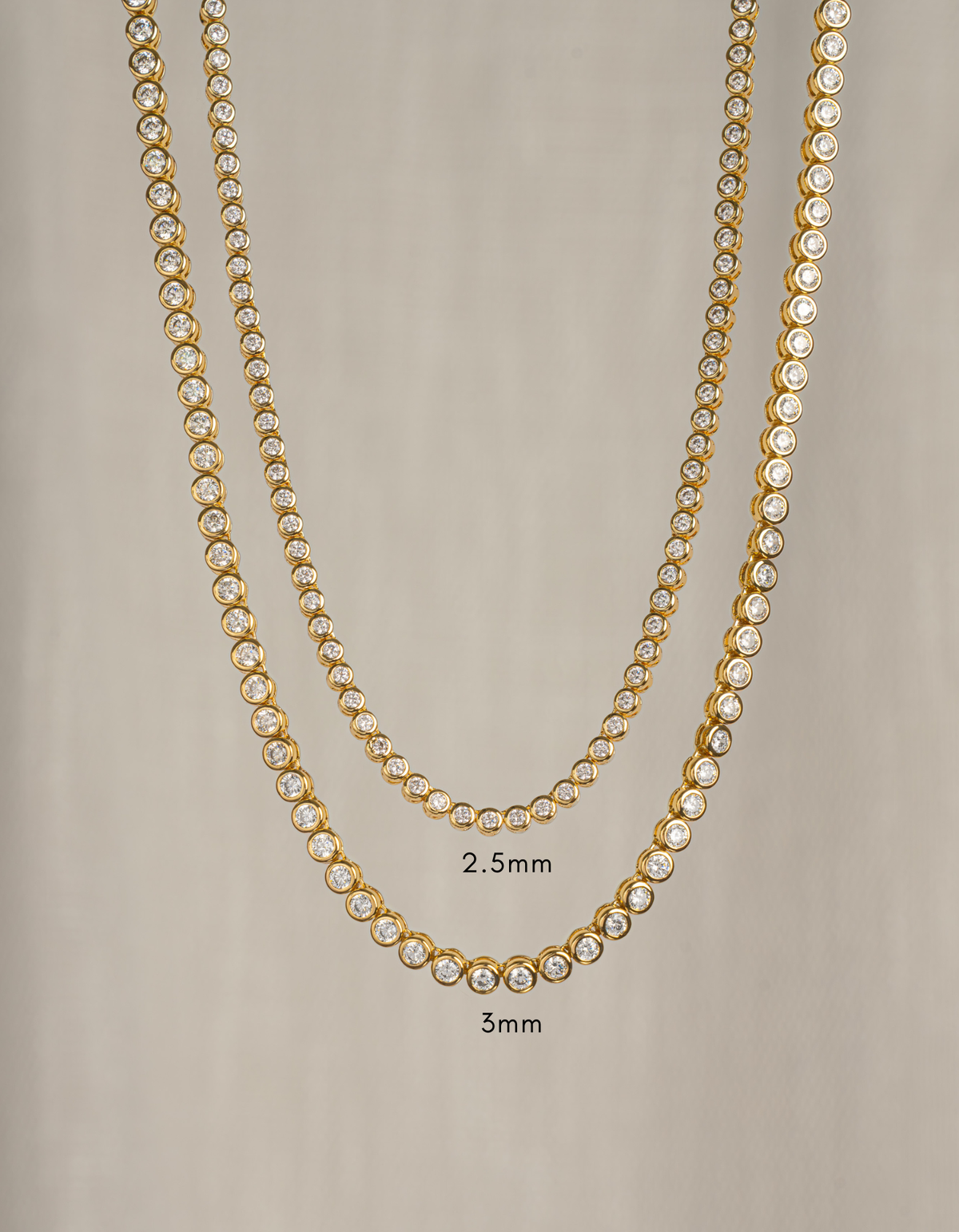 2.5mm Round Bezel Tennis Necklace