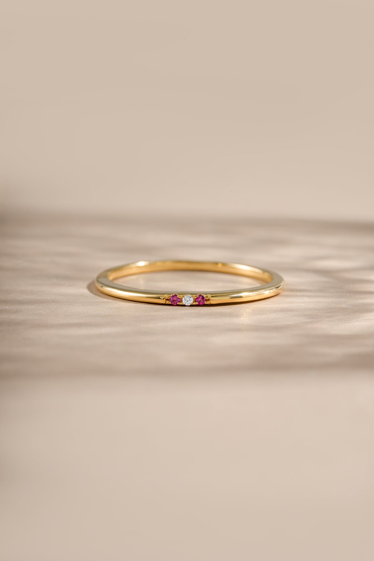 Ruby 3 Stone Diamond Ring