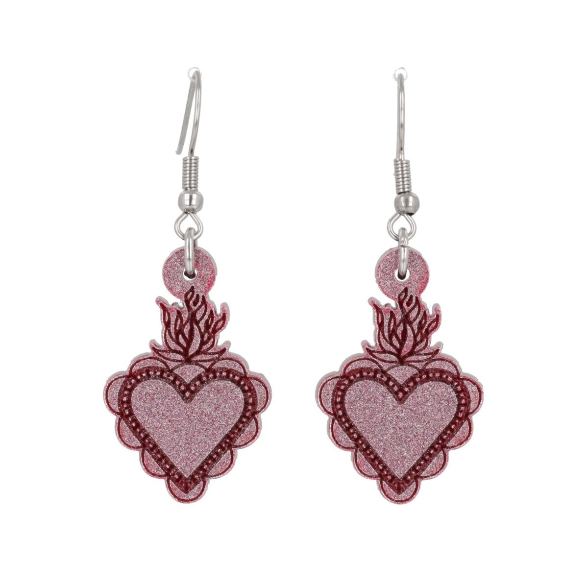 Sacred Heart Earrings - Pink