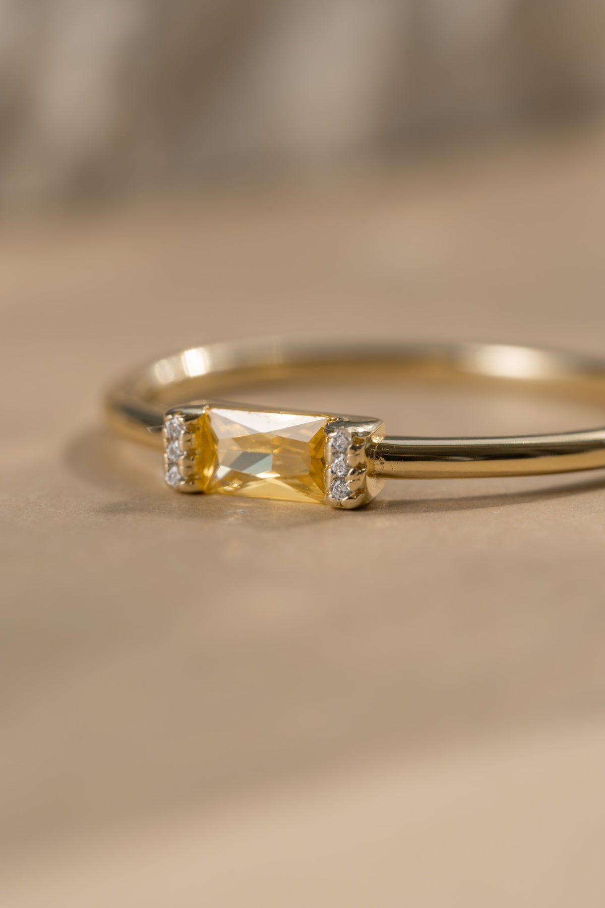Citrine Simple Baguette Ring