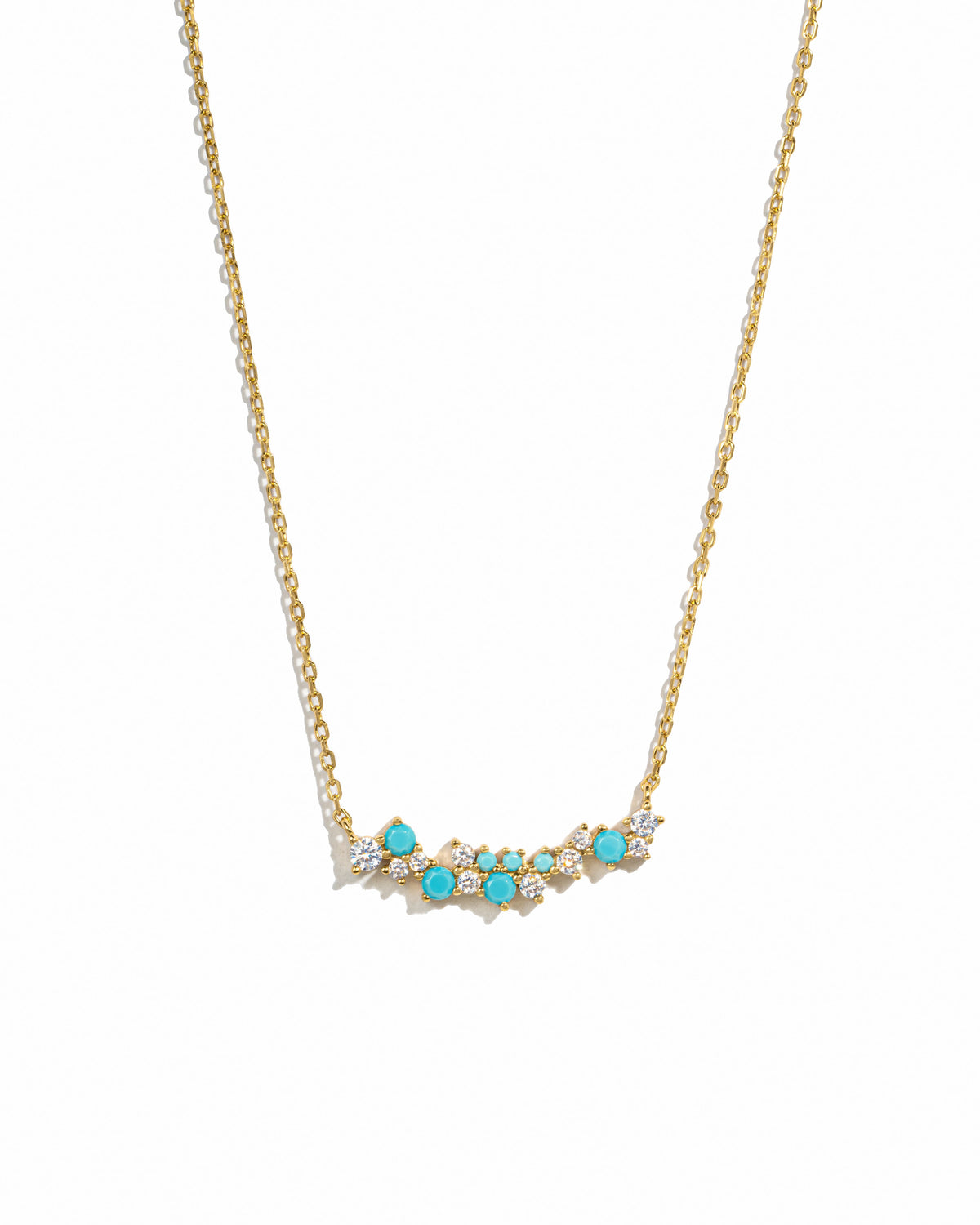 Turquoise & Diamond Cluster Necklace