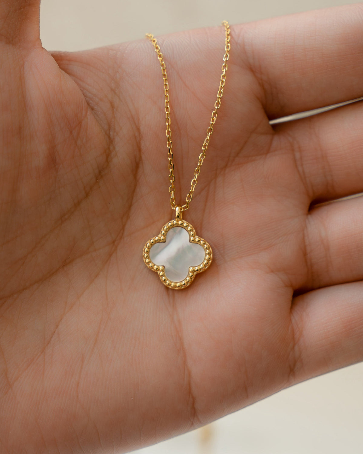 Mother of Pearl Clover Necklace