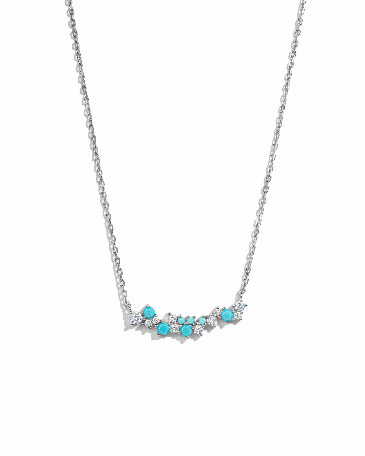 Turquoise & Diamond Cluster Necklace