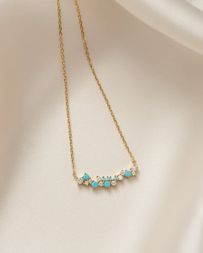 Turquoise & Diamond Cluster Necklace