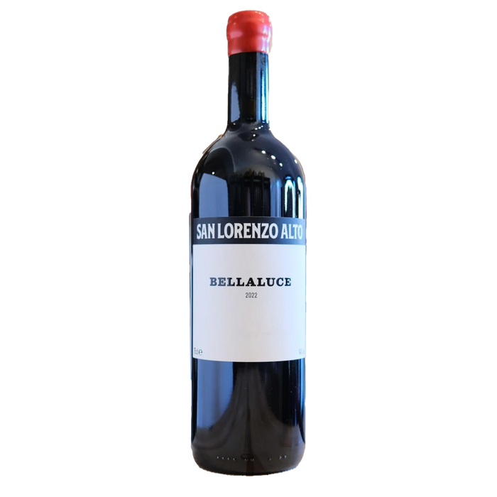 Red wine bottle with label reading San Lorenzo Alto Bellaluce 2022